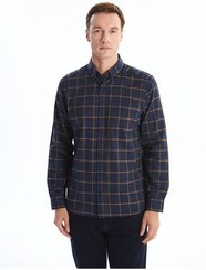 تصویر پیراهن مردانه ساری طرح دار آستین بلند معمولی چهارخانه زرد خردلی مردانه ال سی وایکیکی 