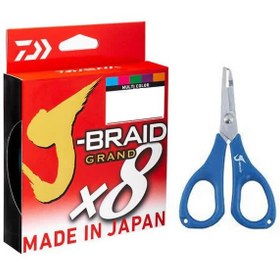 تصویر نخ ماهیگیری J براید گرند دایوا چند رنگ J-BRAID GRAND MULTI COLOR (همراه با قیچی) 