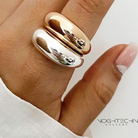 تصویر حلقه یونیسکس برند فشن مدل مینیمال رنگ ثابت Fashion brand unisex ring, minimal model, fixed color