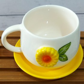 تصویر فنجون چایخوری طرح آفتابگردان 