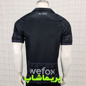 تصویر کیت چهارم میلان 2024 رنگ مشکی طرح هواداری کیفیت +A تایلندی - S Milan 2024 fourth kit, black color, Thai +A fan design