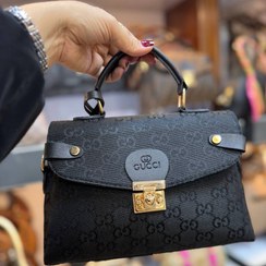 تصویر کیف پاسپورتی سه خونه - گوچی پارچه مشکی 