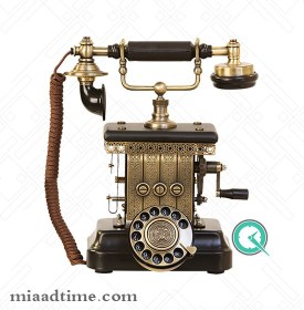 تصویر تلفن طرح قدیمی با شماره گیر چرخشی از جنس فلز و رزین کد 1923 