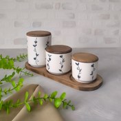 تصویر ست بانکه پاسماوری سه سایز با زیره چوبی طرح رز