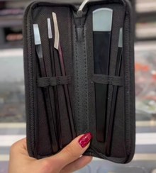 تصویر ست ۵ عددی تیغ شارپن پدیکور روسی با کیف چرم مشکی 