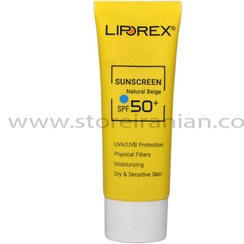 تصویر کرم ضد آفتاب بژ طبیعی پوست های خشک و حساس لیپورکس SPF50 Liporex Dry and Sensitive Skin Natural Beige Sunscreen Cream SPF50