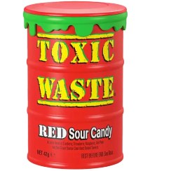 تصویر آبنبات خیلی ترش بشکه ای قرمز 42 گرم تاکسیک ویست toxic waste ا toxic waste تافی و آبنبات toxic waste