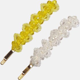 تصویر گیره موی کریستال زرد مدل GIREBFT2Z (بسته 2عددی) 