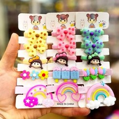 تصویر ست گیره انبری و کش مو با پیکسل سیلیکونی - کرم صورتی 