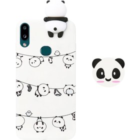 تصویر قاب فانتزی عروسکی پاندا رختی Panda Case مناسب برای گوشی Samsung Galaxy A10S مدل نیمه شفاف سه بعدی همراه با پاپ سوکت سیلیکونی ست 