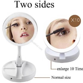 تصویر آینه تاشو آرایشی دو طرفه LED دار EMSON 