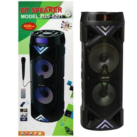 تصویر اسپیکر چمدانی رم و فلش خور BT ZQS-6201 +میکروفون و ریموت کنترل BT ZQS-6201 Trolly wireless Speaker