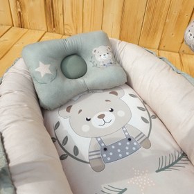 تصویر سرویس خواب گارددار ۶ تکه مخمل میکرو خرس کرم سبز 