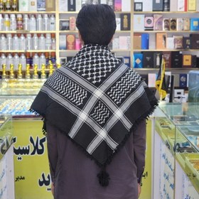 تصویر چفیه هندی رنگ سفید مشکی 