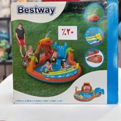 تصویر پارک بادی بست وی مدل 53069 با سرسره و فواره مناسب کودک 