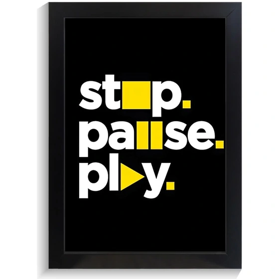 خرید و قیمت تابلو تایپوگرافی طرح stop pause play کد PF-15064 | ترب