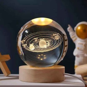 تصویر چراغ خواب مدل گوی شیشه ای طرح منظومه شمسی Solar system design glass ball night light