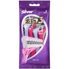 تصویر خود تراش 4 عددی مدل فست3 لیدی سیلور Silver Fast3 Lady Blade Pack of 4