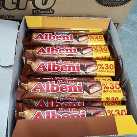 تصویر شکلات آلبنی اولکر با لایه کارامل و شکلات ۵۲ گرم بسته ی ۱۸ عددی Albeni double chocolate  pack of 18 pieces