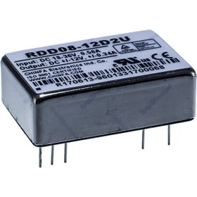 تصویر مبدل ولتاژ چینفا 340± میلی آمپر CHINFA RDD08-12D2U DC/DC IN:18-36V OUT:±12V 