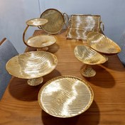 تصویر سرویس پذیرایی طلایی 8 تکه، طرح موج، جنس آلومینیوم 