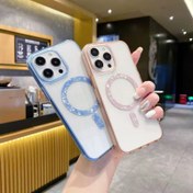 تصویر قاب مناسب گوشی ایفون طرح مگ سیف رزگلد ایفون 15 promax 