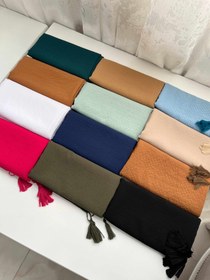 تصویر شال جاذبه اعلاء پاییزی منگوله‌دار - نسکافه‌ای Shawl