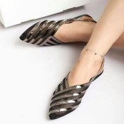 تصویر صندل زنانه رکابدار چرم جدید طلایی سایز ۳۷ 