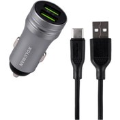 تصویر شارژر فندکی کلومن مدل KC-C08 به همراه کابل Type-C Koluman KC-C08 Car Charger with Type-C Cable