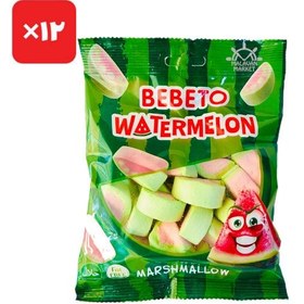 تصویر پاستیل مارشمالو ببتو هندوانه مدل آویز باکس ۱۲ بسته وزن ۶۰ گرم bebeto marshmallow watermelon 