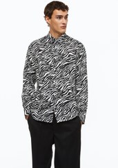 تصویر خرید اینترنتی پیراهن آستین بلند مردانه سیاه سفید اچ اند ام 1115624002 ا Regular Fit Desenli Gömlek Regular Fit Desenli Gömlek