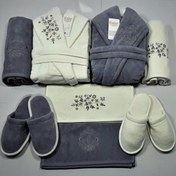 تصویر حوله عروس و داماد ست 10 تکه فیلی/شیری MA10 برند KALAR 