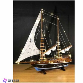 تصویر ماکت کشتی چراغ دار لاپیدار Lapidaria Illuminated Wooden Ship Model with Sails - زمان ارسال 15 تا 20 روز کاری 
