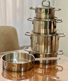 تصویر سرویس قابلمه استیل زیو مدل 1395-Z 1395-Z steel pot service Ziv model