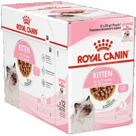 تصویر کیفیت تغذیه‌ای مخصوص بچه‌گربه‌ها در سس ۱۲ عددی ۸۵ گرمی برند royal canin Health Nutrition Kitten Chunks in Gravy 12x85g