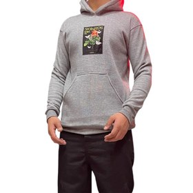 تصویر هودی مچینست طرح گل مردانه جنس پنبه اسپان - طوسی Men's hoodie