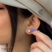 تصویر گوشواره میخی طلا مروارید 