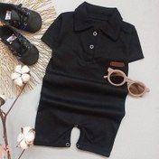 تصویر رامپر یقه دار نخی نوزاد و بچه گانه مشکی Baby cotton rompers 