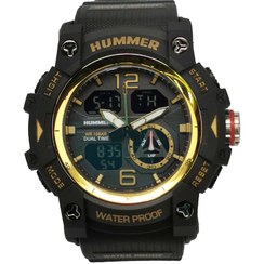 تصویر ساعت مچی جی شاک مدل 369314 بند سیلیکونی مردانه دو زمانه مشکی طلایی 