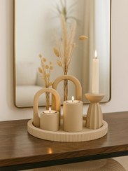 تصویر دکوری و تزئینی منزل | ست جلومبلی | ست رومیزی - کرمی 