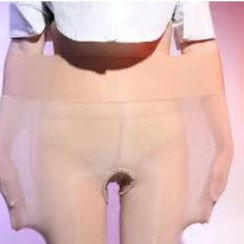 تصویر جوراب شلواری زنانه بادکنکی فاق باز رنگ کرم 