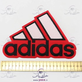 تصویر مارک گلدوزی سوپر خارجی بزرگ ADIDAS قرمز مشکی 