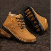 تصویر نیم بوت ست کاترپیلار مردانه و زنانه رنگ عسلی و سبز 