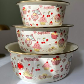 تصویر لگن سه تیکه طرح کاپ‌ کیک 