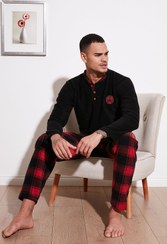 تصویر ست پیژامه فاق نرمال آستین بلند شطرنجی مردانه | بوراتی Buratti 609610013W4 