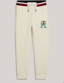 تصویر شلوار جین با آرم دوزی شده برای پسران - 100% پنبه، بژ برند Tommy Hilfiger Boys' Th Monogram Embroidery Cuffed Joggers - Pure cotton, Beige