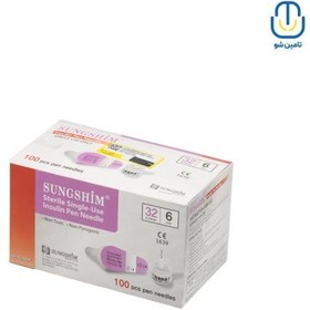 تصویر سر سوزن قلم انسولین سانگ شیم سلوشن ۶ میلیمتر گیج ۳۲ Sungshim insulin solution pen needle 6 mm gauge 32