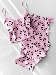 تصویر ست تاپ شلوارک نخی زنانه پاندا برند Lux Moda کد 27164 