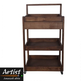 تصویر ترالی چوبی سه طبقه 