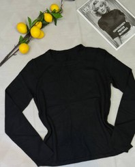 تصویر بلوز بافت پنبه ای وارداتی یقه طرح زاپ - مشکی 